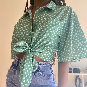 Retro Polka Dot Tie Top